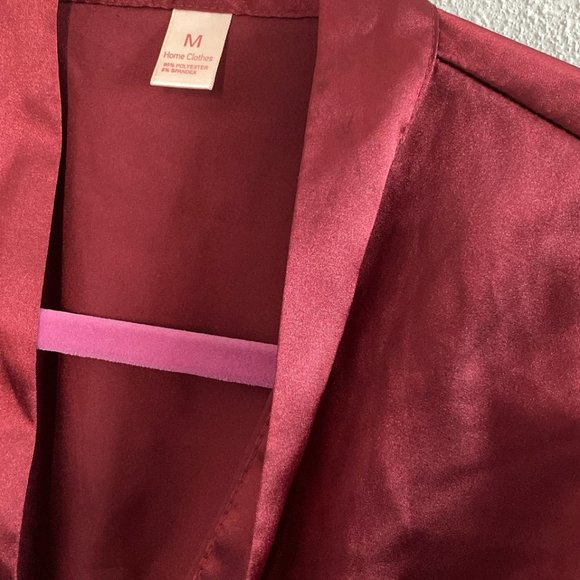 ROBE BUNDLE Burgundy Maroon Silk Bridesmaids Robes Pack of 3 - Picture 6 of 7